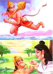 Giving Rama's ring to Sita he informed her, 'Rama will arrive here soon and set you free after defeating Ravana.